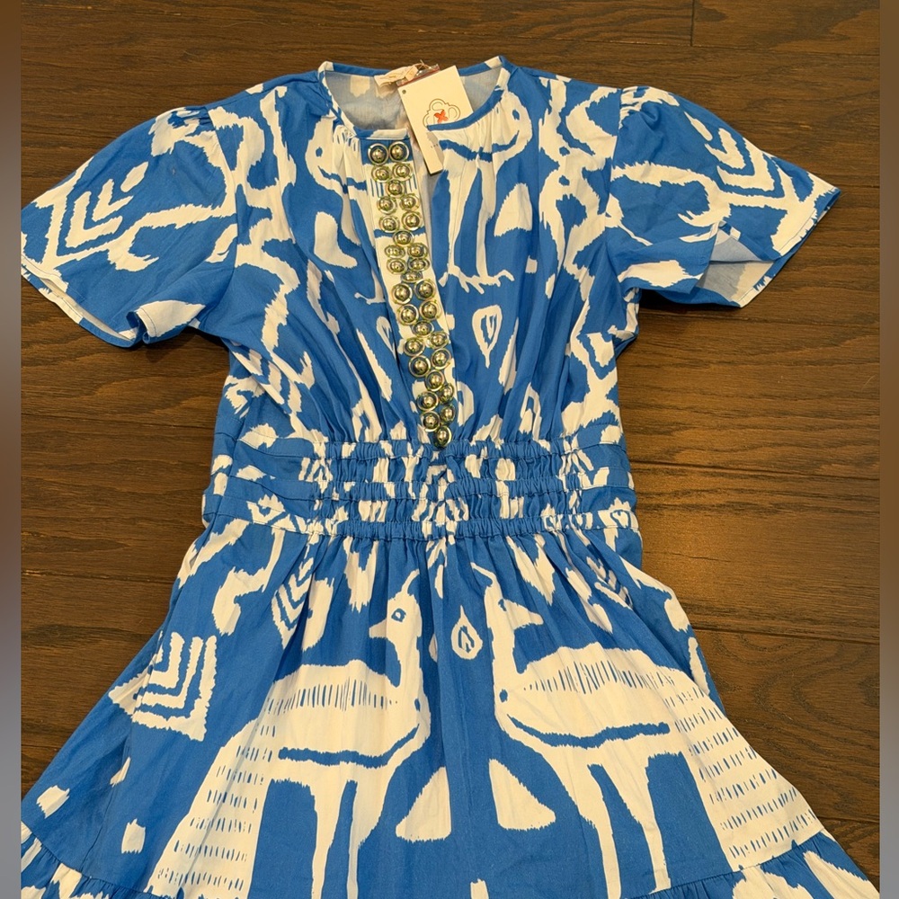 Sheridan French Eloise Midi Dress in Blue Peacock Size XS NWT - Picture 3 of 10